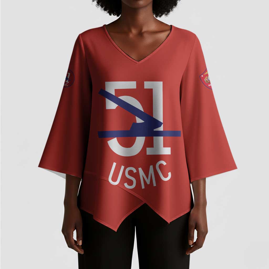 Montford Point Marines Kimono Sleeve Blouse 51 USMC Tribute