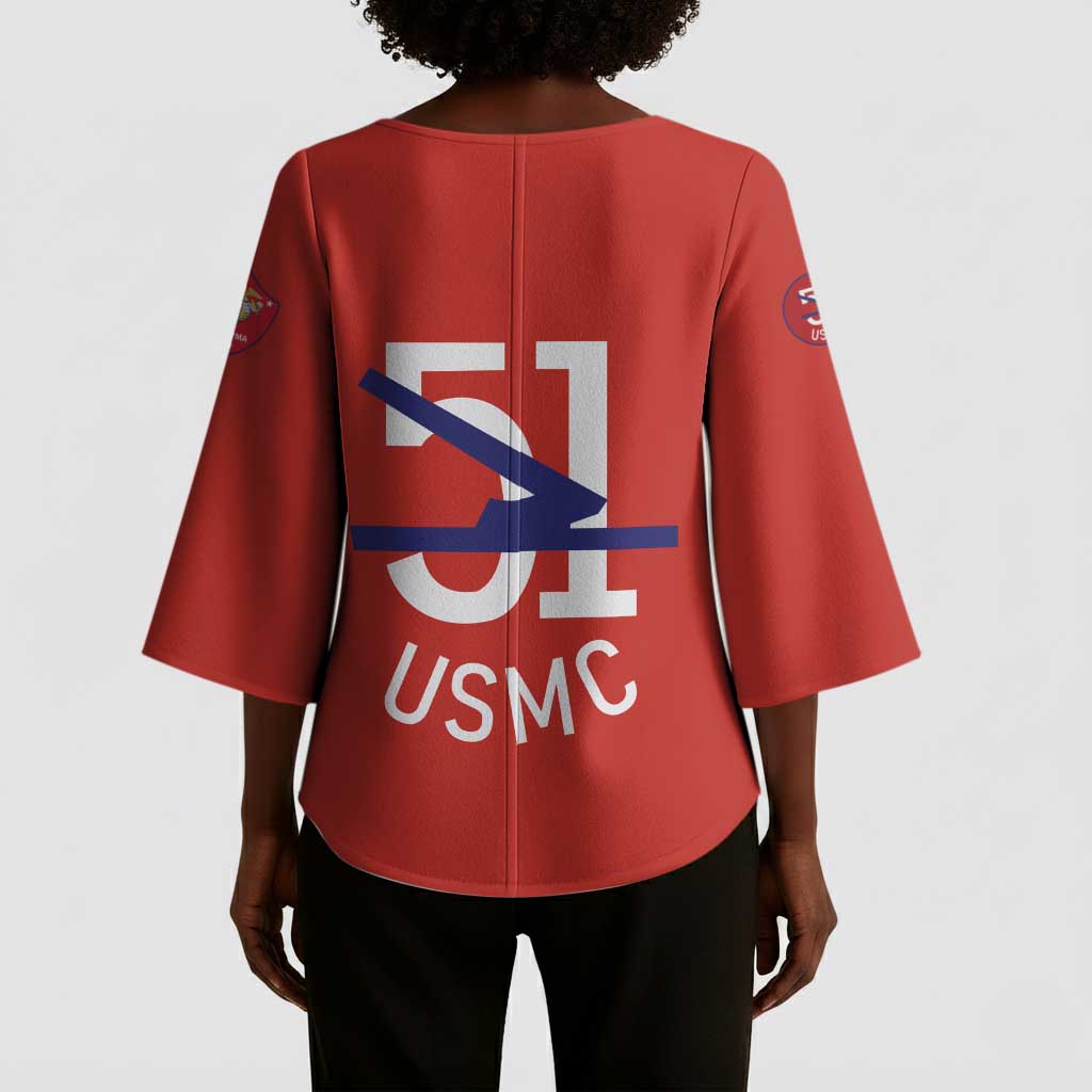 Montford Point Marines Kimono Sleeve Blouse 51 USMC Tribute