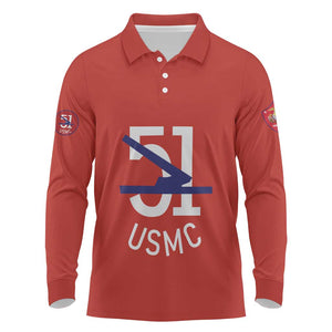 51 USMC Legacy Long Sleeve Polo Shirt Proud Montford Point Marines - African Pride