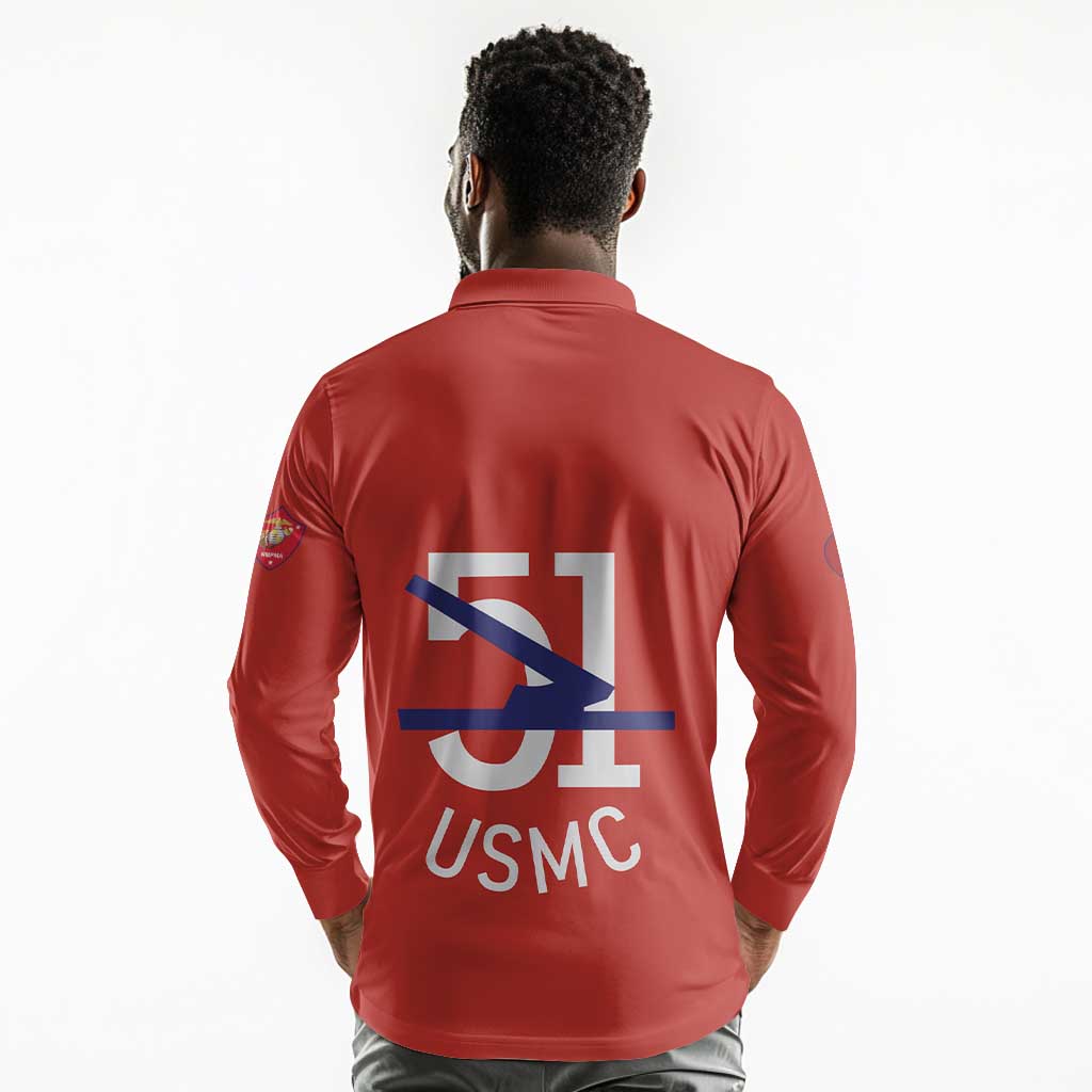 51 USMC Legacy Long Sleeve Polo Shirt Proud Montford Point Marines - African Pride