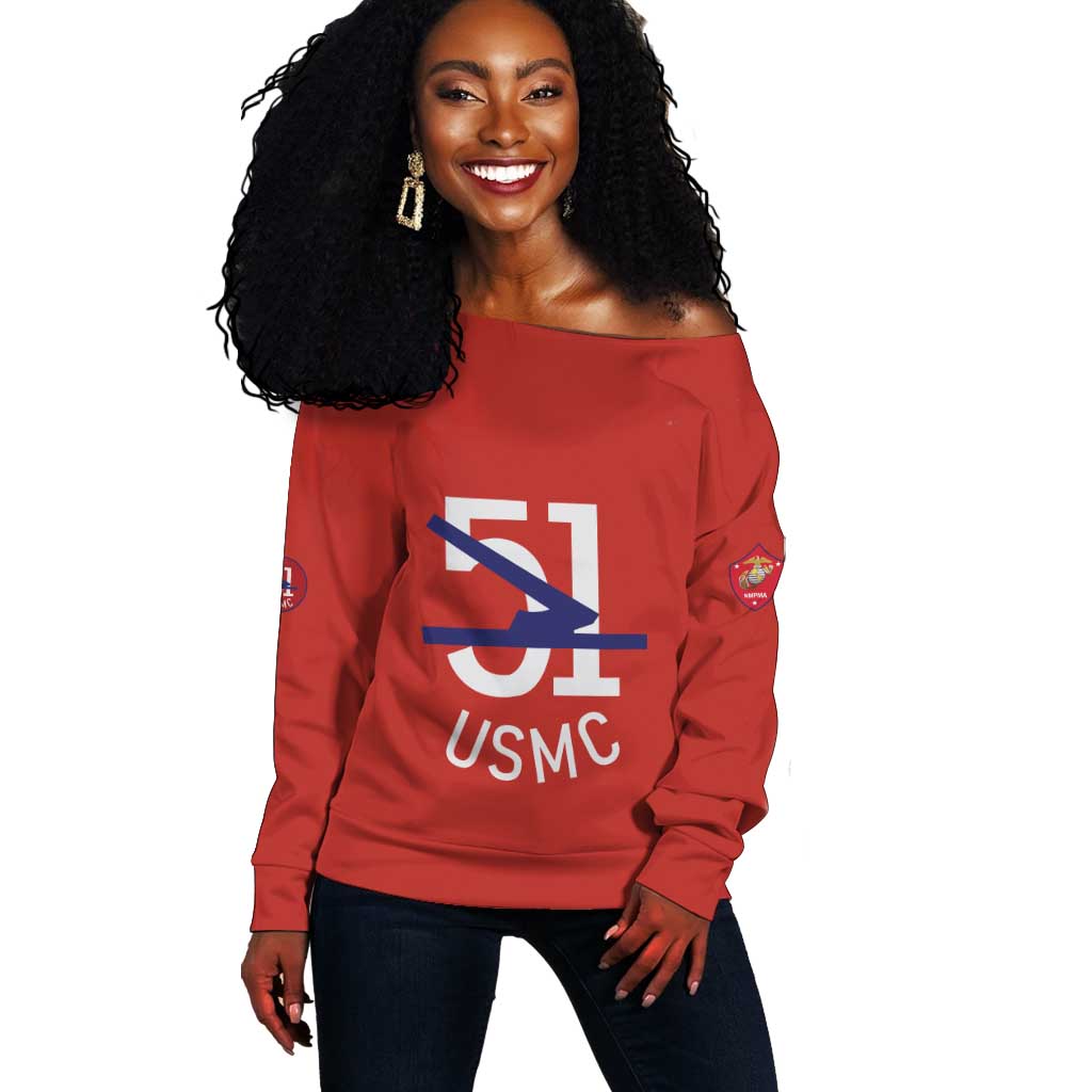 51 USMC Legacy Off Shoulder Sweater Proud Montford Point Marines - African Pride