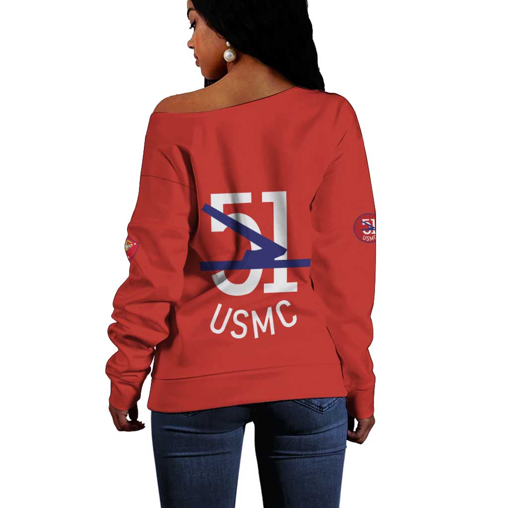 51 USMC Legacy Off Shoulder Sweater Proud Montford Point Marines - African Pride