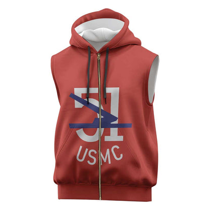 51 USMC Legacy Sleeveless Zip Hoodie Proud Montford Point Marines - African Pride
