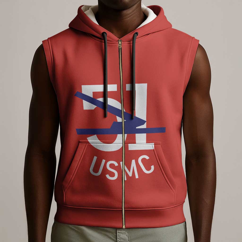 51 USMC Legacy Sleeveless Zip Hoodie Proud Montford Point Marines - African Pride