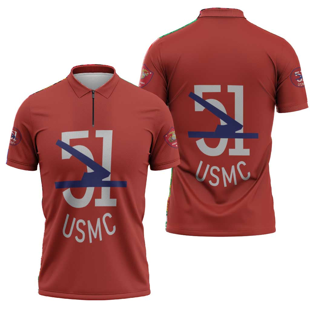 Montford Point Marines Zipper Polo Shirt 51 USMC Tribute