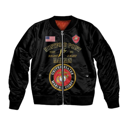 Montford Point Marines Bomber Jacket African American Heroes Black - African Pride