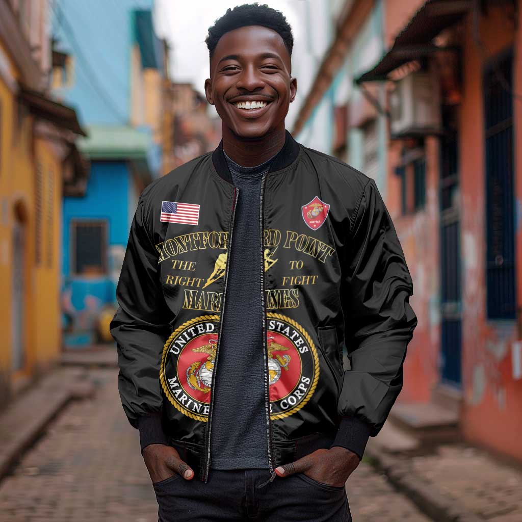 Montford Point Marines Bomber Jacket African American Heroes Black - African Pride