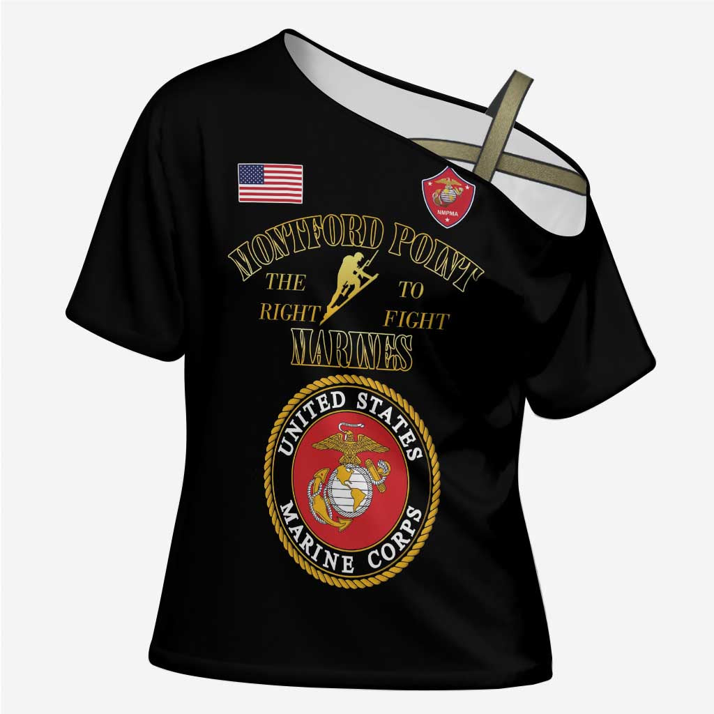 African American Marine Corps Legacy Cross Shoulder Shirt Montford Point Heritage Black