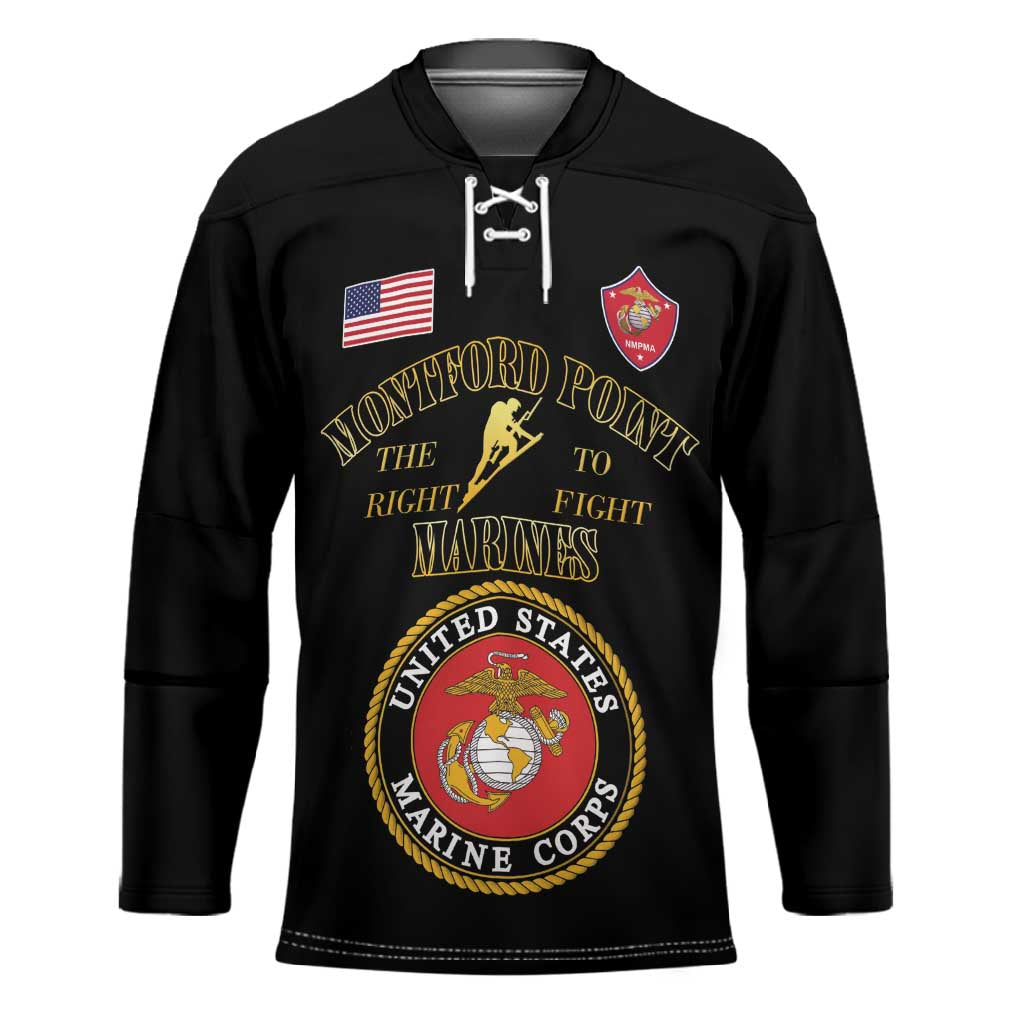African American Marine Corps Legacy Hockey Jersey Montford Point Heritage Black