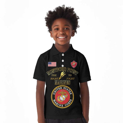 Montford Point Marines Kid Polo Shirt African American Heroes Black - African Pride