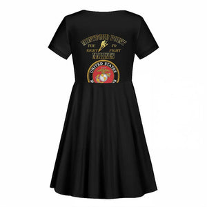 Montford Point Marines Kid Short Sleeve Dress African American Heroes Black - African Pride