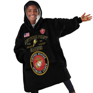 Montford Point Marines Kid Wearable Blanket Hoodie African American Heroes Black - African Pride