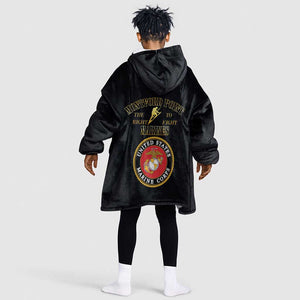 Montford Point Marines Kid Wearable Blanket Hoodie African American Heroes Black - African Pride