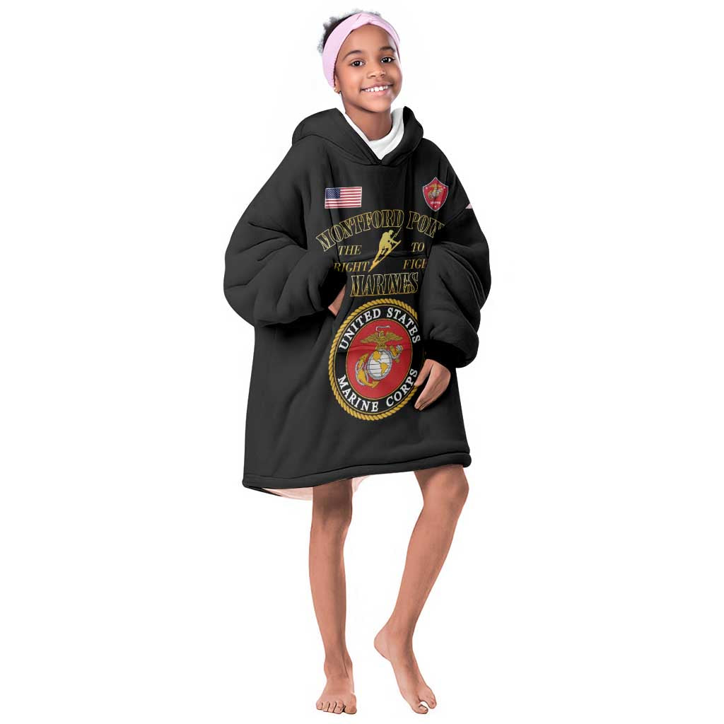 Montford Point Marines Kid Wearable Blanket Hoodie African American Heroes Black - African Pride