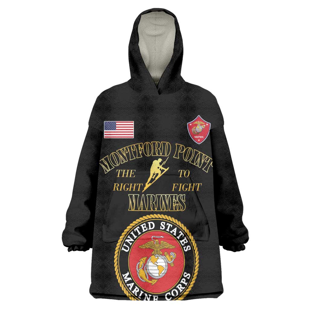 Montford Point Marines Kid Wearable Blanket Hoodie African American Heroes Black - African Pride