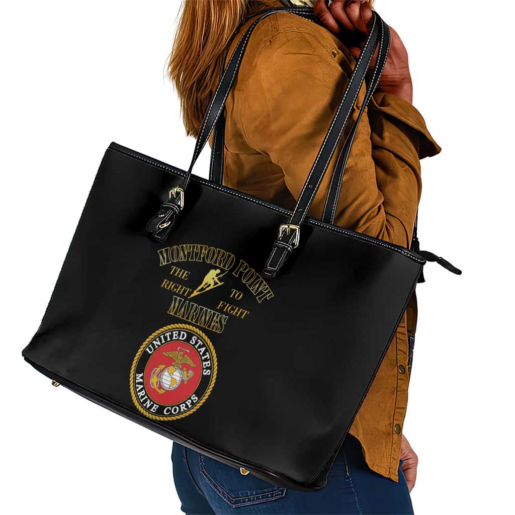 Montford Point Marines Leather Tote Bag African American Heroes Black - African Pride