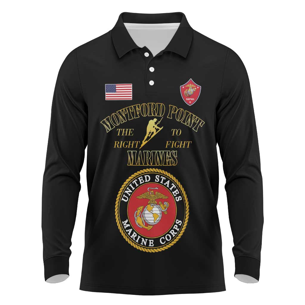 Montford Point Marines Long Sleeve Polo Shirt African American Heroes Black - African Pride