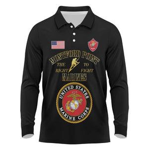 Montford Point Marines Long Sleeve Polo Shirt African American Heroes Black - African Pride