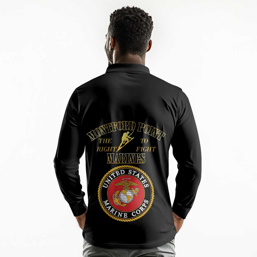Montford Point Marines Long Sleeve Polo Shirt African American Heroes Black - African Pride