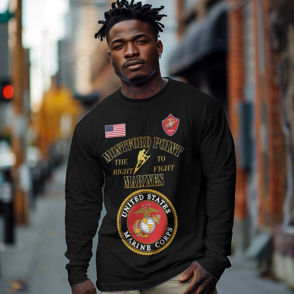 Montford Point Marines Long Sleeve Shirt African American Heroes Black - African Pride