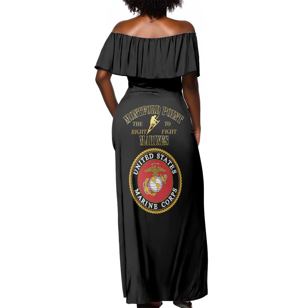 Montford Point Marines Off Shoulder Maxi Dress African American Heroes Black - African Pride