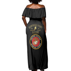 Montford Point Marines Off Shoulder Maxi Dress African American Heroes Black - African Pride