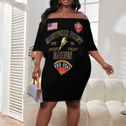 Montford Point Marines Off Shoulder Short Dress African American Heroes Black - African Pride