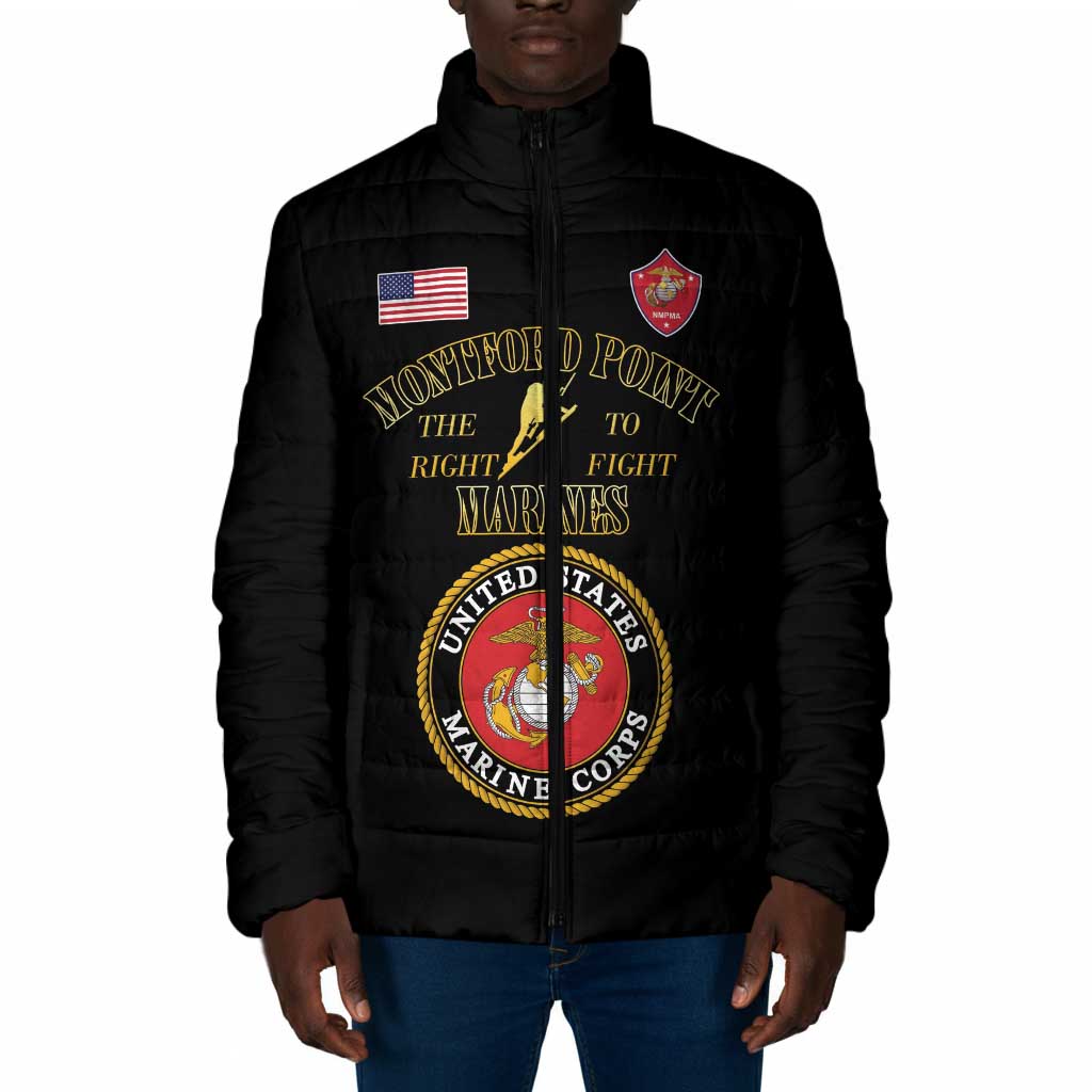 African American Marine Corps Legacy Padded Jacket Montford Point Heritage Black