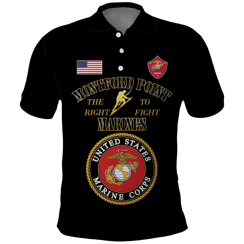 Montford Point Marines Polo Shirt African American Heroes Black - African Pride