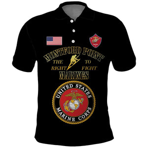 Montford Point Marines Polo Shirt African American Heroes Black - African Pride