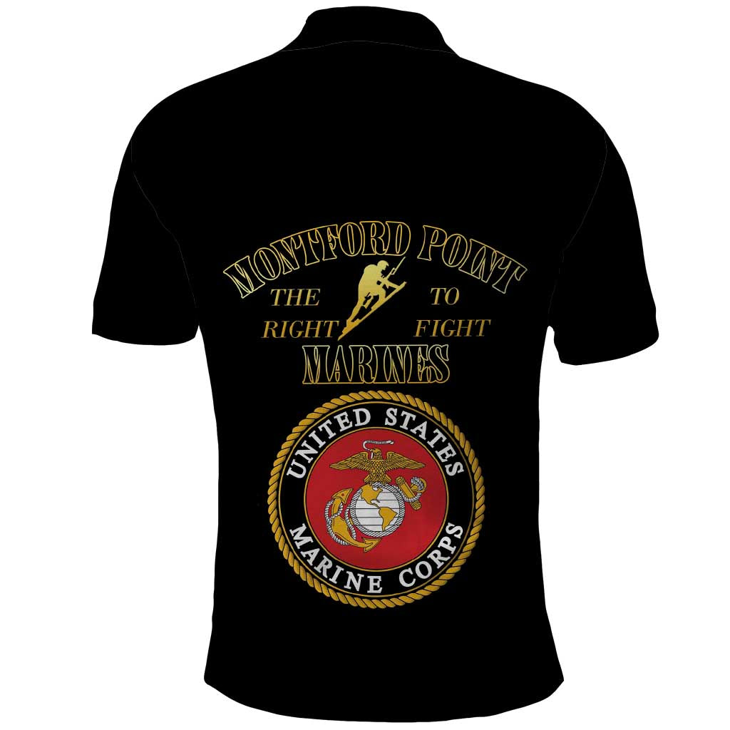 Montford Point Marines Polo Shirt African American Heroes Black - African Pride