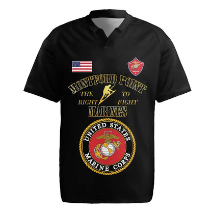 Montford Point Marines Rugby Jersey African American Heroes Black - African Pride