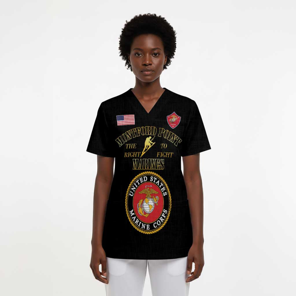Montford Point Marines Scrub Top African American Heroes Black - African Pride