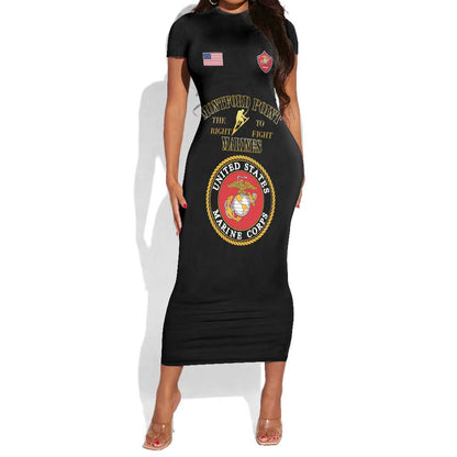 Montford Point Marines Short Sleeve Bodycon Dress African American Heroes Black - African Pride