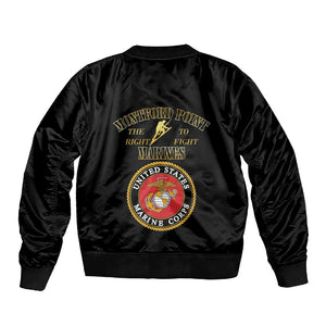 Montford Point Marines Sleeve Zip Bomber Jacket African American Heroes Black - African Pride