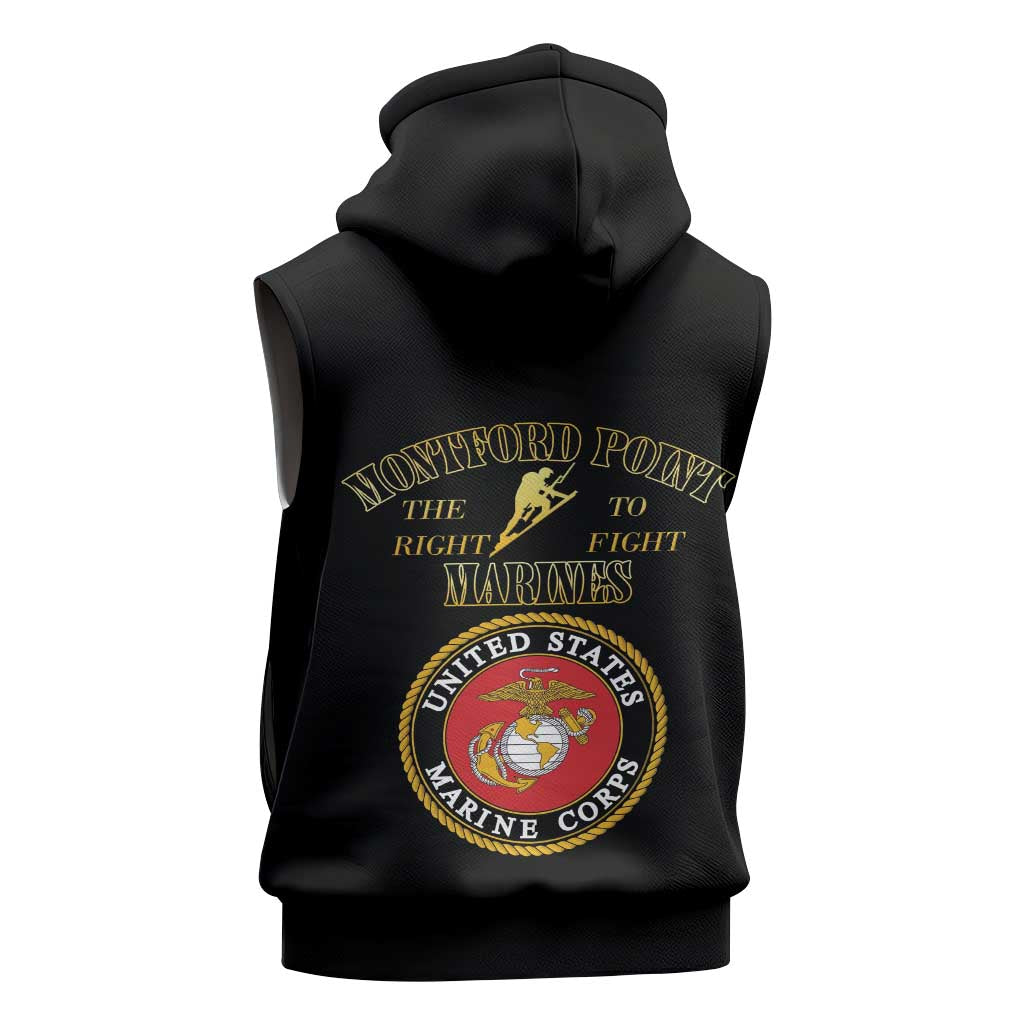 Montford Point Marines Sleeveless Hoodie African American Heroes Black - African Pride
