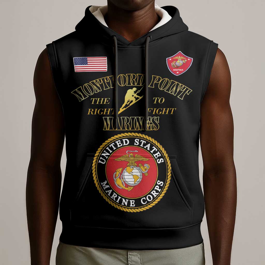 Montford Point Marines Sleeveless Hoodie African American Heroes Black - African Pride