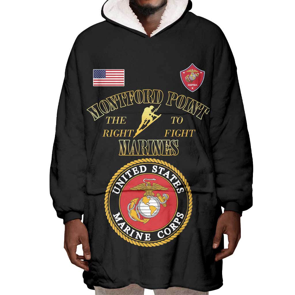 Montford Point Marines Wearable Blanket Hoodie African American Heroes Black - African Pride