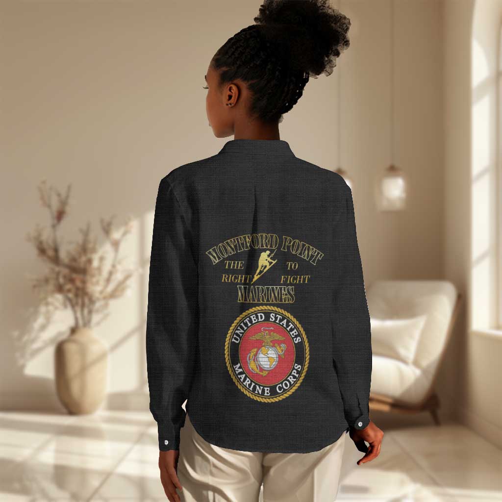Montford Point Marines Women Casual Shirt African American Heroes Black - African Pride