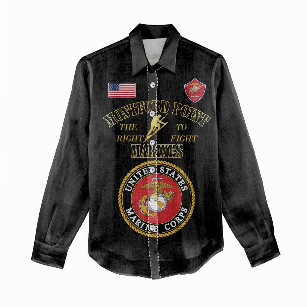 Montford Point Marines Women Casual Shirt African American Heroes Black - African Pride