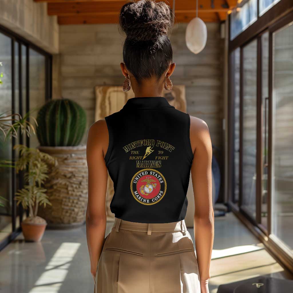 Montford Point Marines Women Sleeveless Polo Shirt African American Heroes Black - African Pride