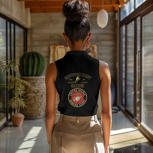 Montford Point Marines Women Sleeveless Polo Shirt African American Heroes Black - African Pride
