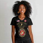 Montford Point Marines Women V-Neck T-Shirt African American Heroes Black - African Pride