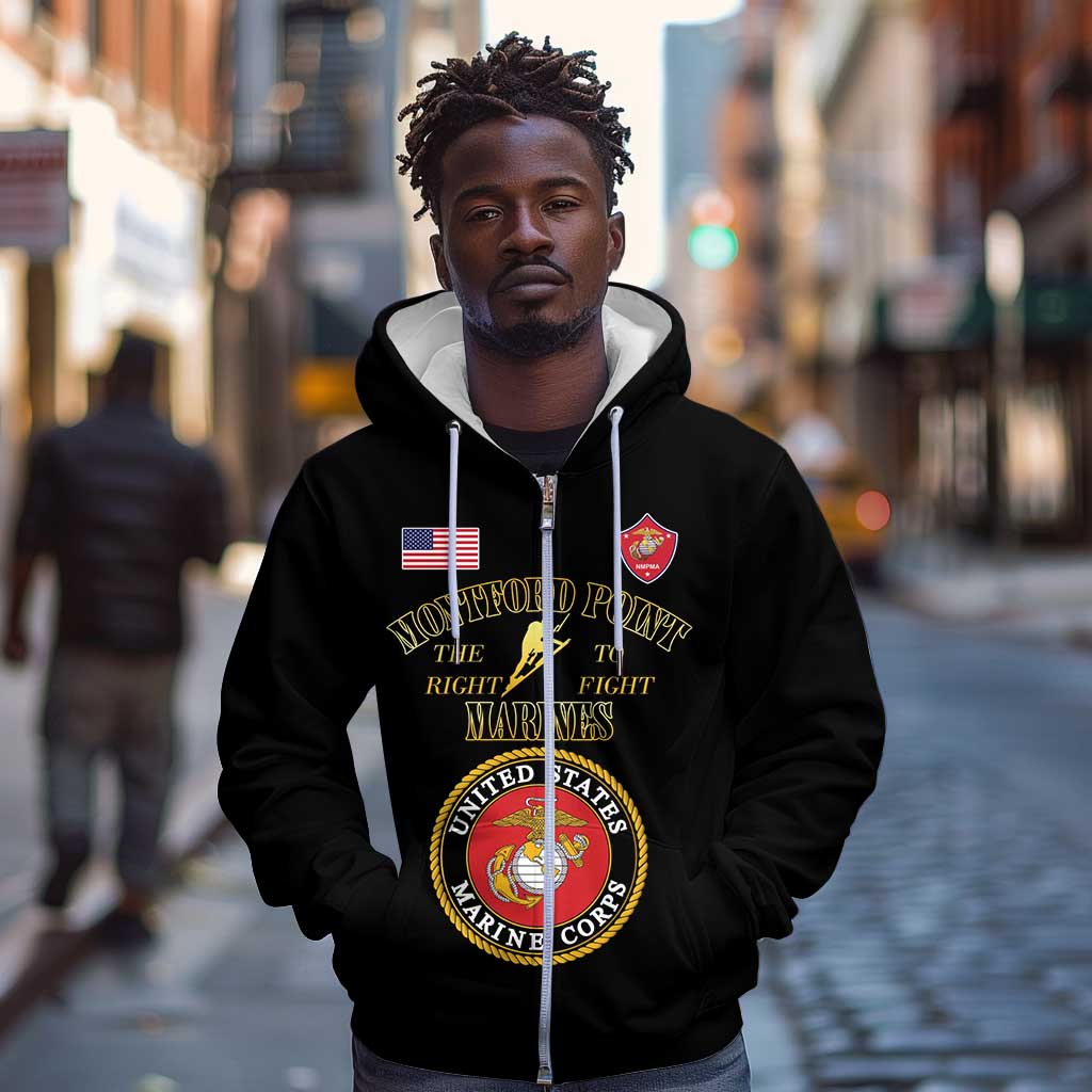 Montford Point Marines Zip Hoodie African American Heroes Black - African Pride
