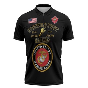 African American Marine Corps Legacy Zipper Polo Shirt Montford Point Heritage Black
