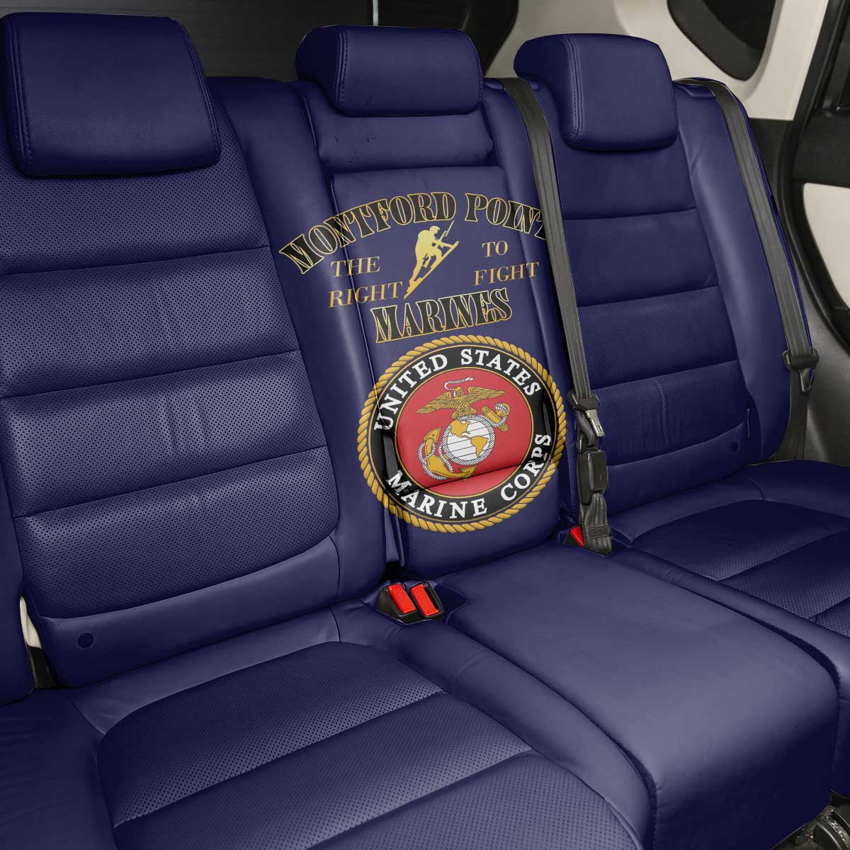 Montford Point Marines Back Car Seat Cover African American Heroes Navy Blue - African Pride
