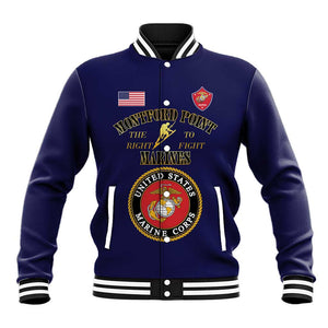 Montford Point Marines Baseball Jacket African American Heroes Navy Blue - African Pride