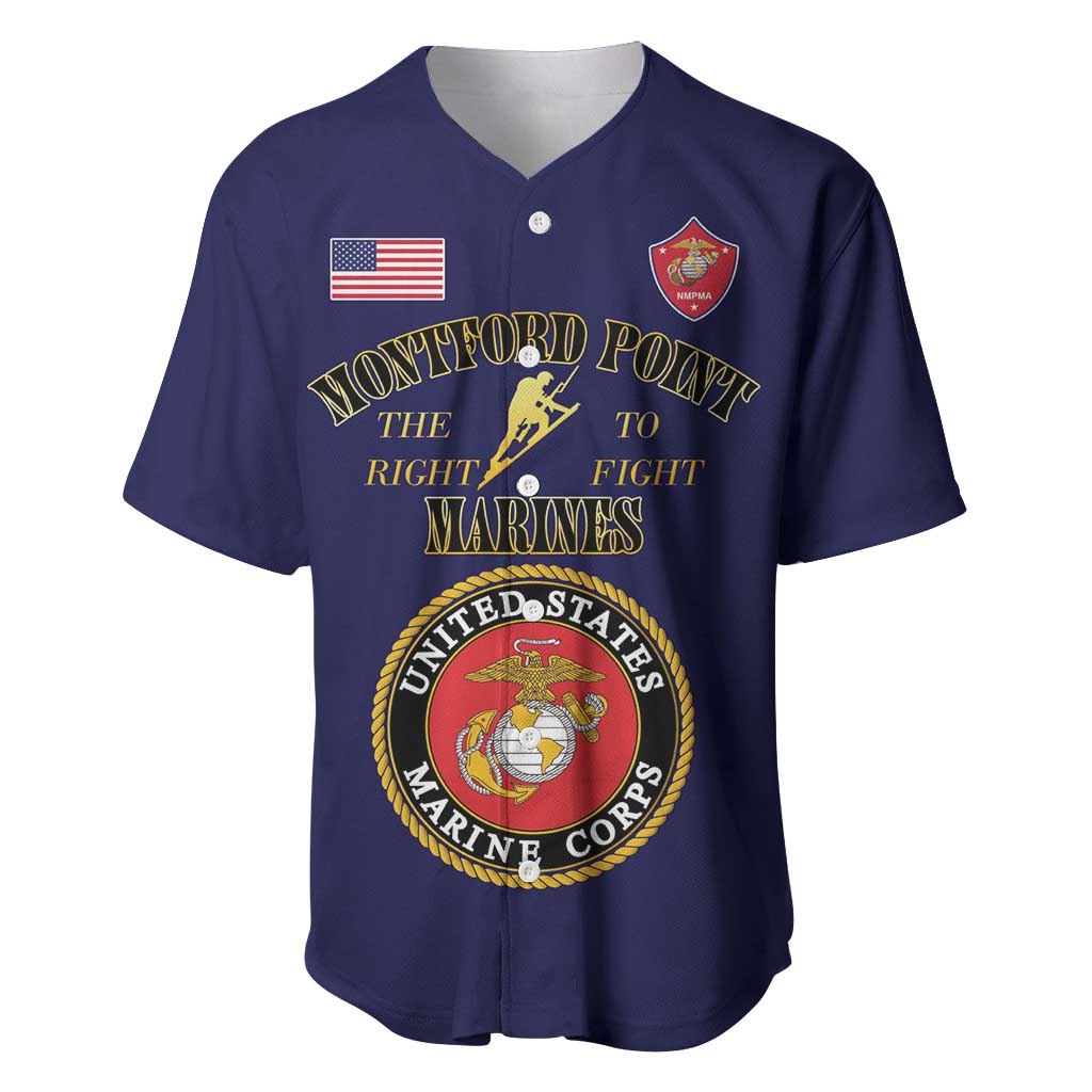 Montford Point Marines Baseball Jersey African American Heroes Navy Blue - African Pride
