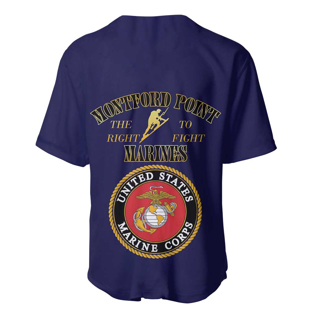 Montford Point Marines Baseball Jersey African American Heroes Navy Blue - African Pride