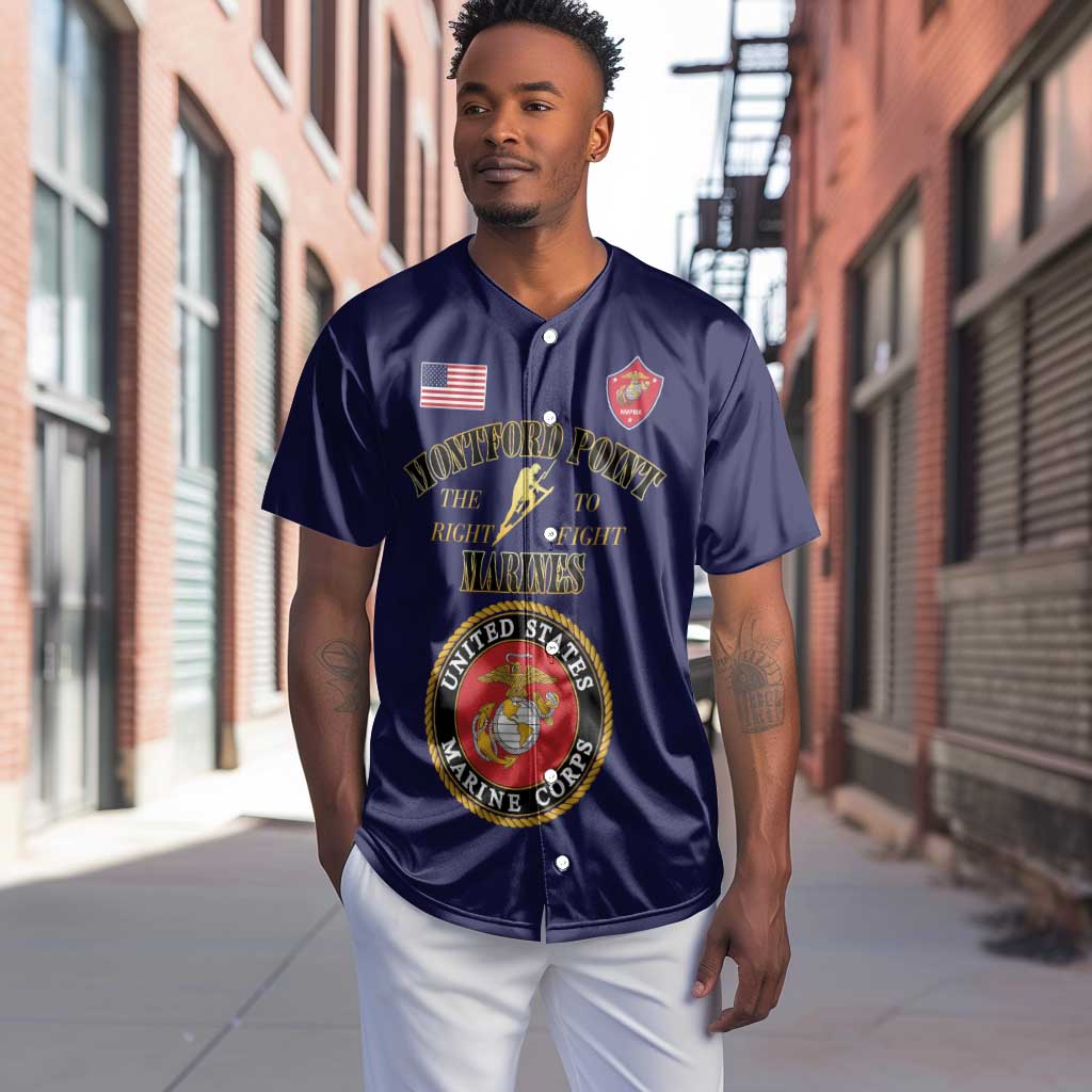 Montford Point Marines Baseball Jersey African American Heroes Navy Blue - African Pride